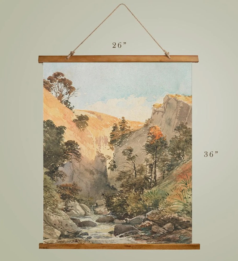 Rustic Mountain Landscape Wall Art – Vintage Nature Scene for Farmhouse & Cottage Decor